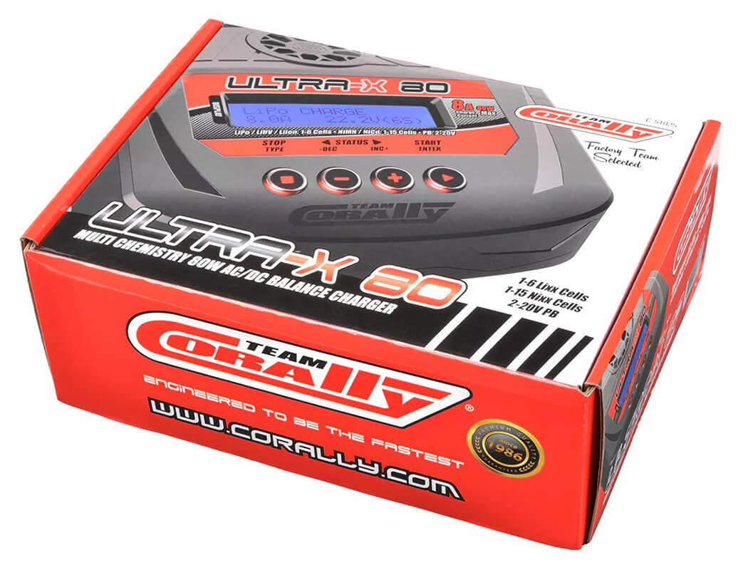 Team Corally - Ultra-X 80 - AC/DC Balance Charger - 80W - 1-6S Lixx - 1-15 Nixx - 2-20V PB