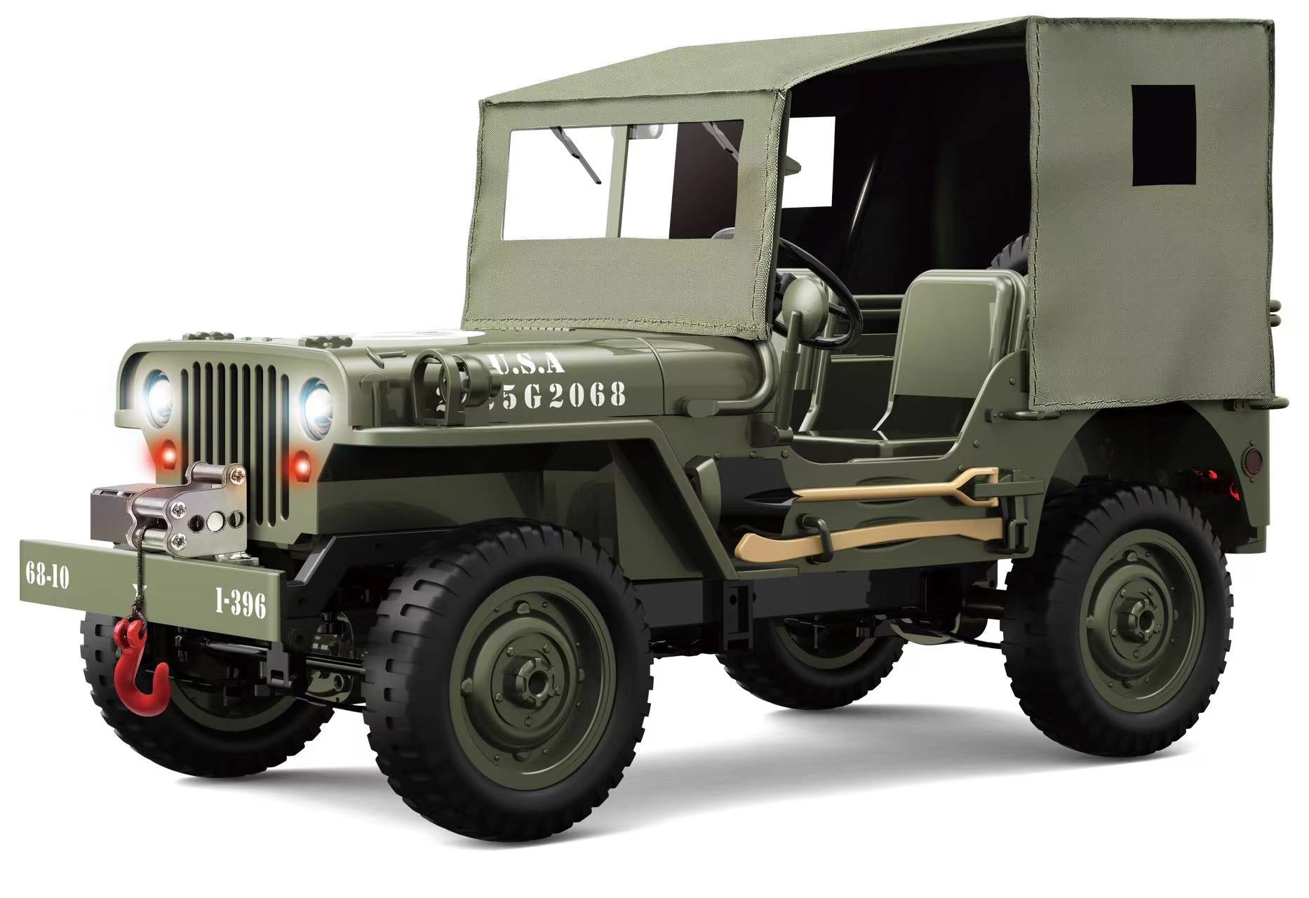 JJRC 1/10 Willys Jeep 4WD Military RC Crawler (with Canvas & Winch)