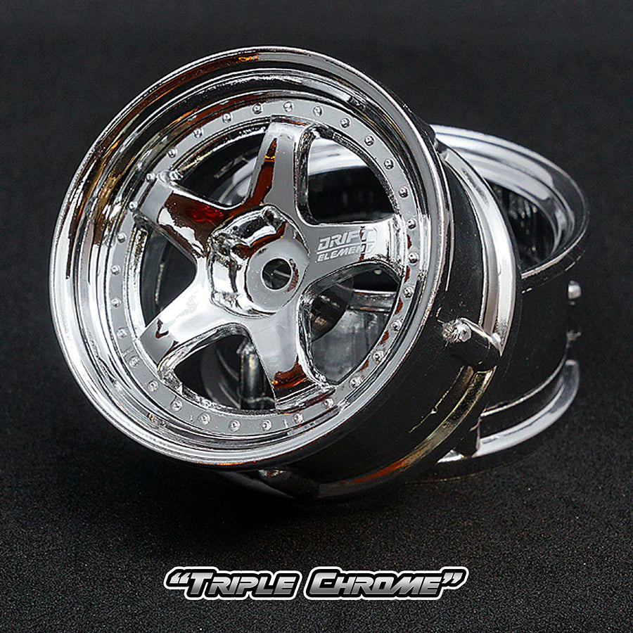 DE 5 Spoke Wheel Set - Triple Chrome - [Sunshine-Coast] - DS Racing - [RC-Car] - [Scale-Model]