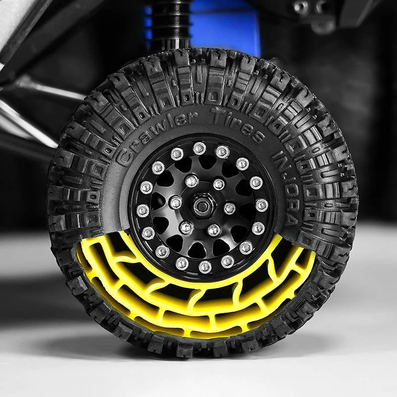 INJORA 1.0" 57*22mm Rock Terrain Tires & Silicone Rubber Inserts Combo (4)