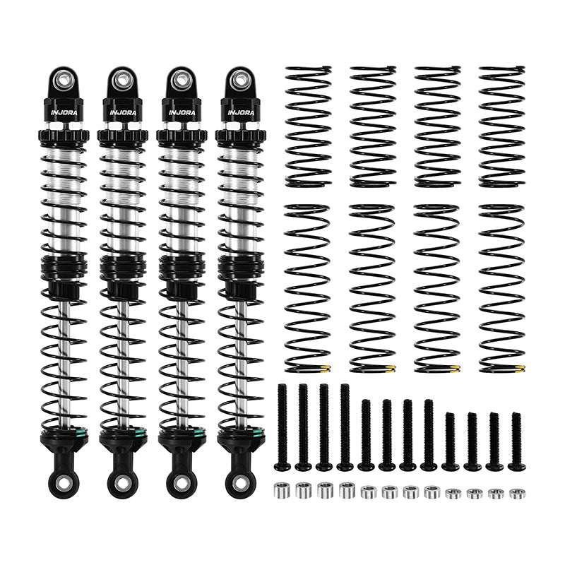 INJORA DRX Dual-Rate Spring Oil Shocks for 1/10 RC Crawlers, 80mm / 90mm / 100mm / 110mm / 120mm