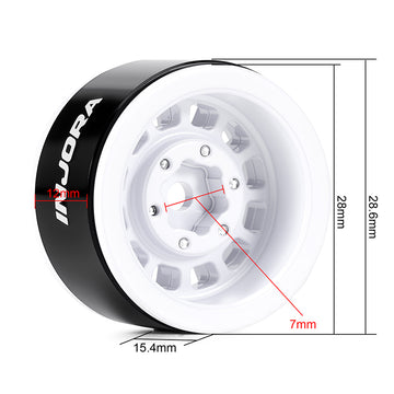 Measurement chart of a wheel rim with INJORA branding