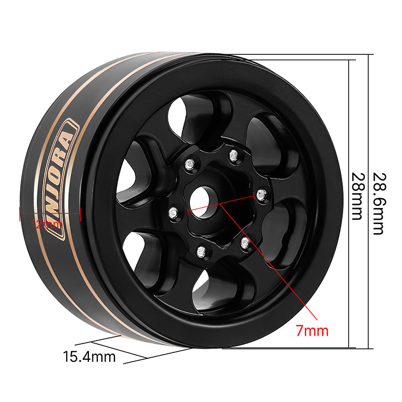 INJORA 1.0" Brass -4.7mm Offset Wheels for Micro Crawlers (W1012)