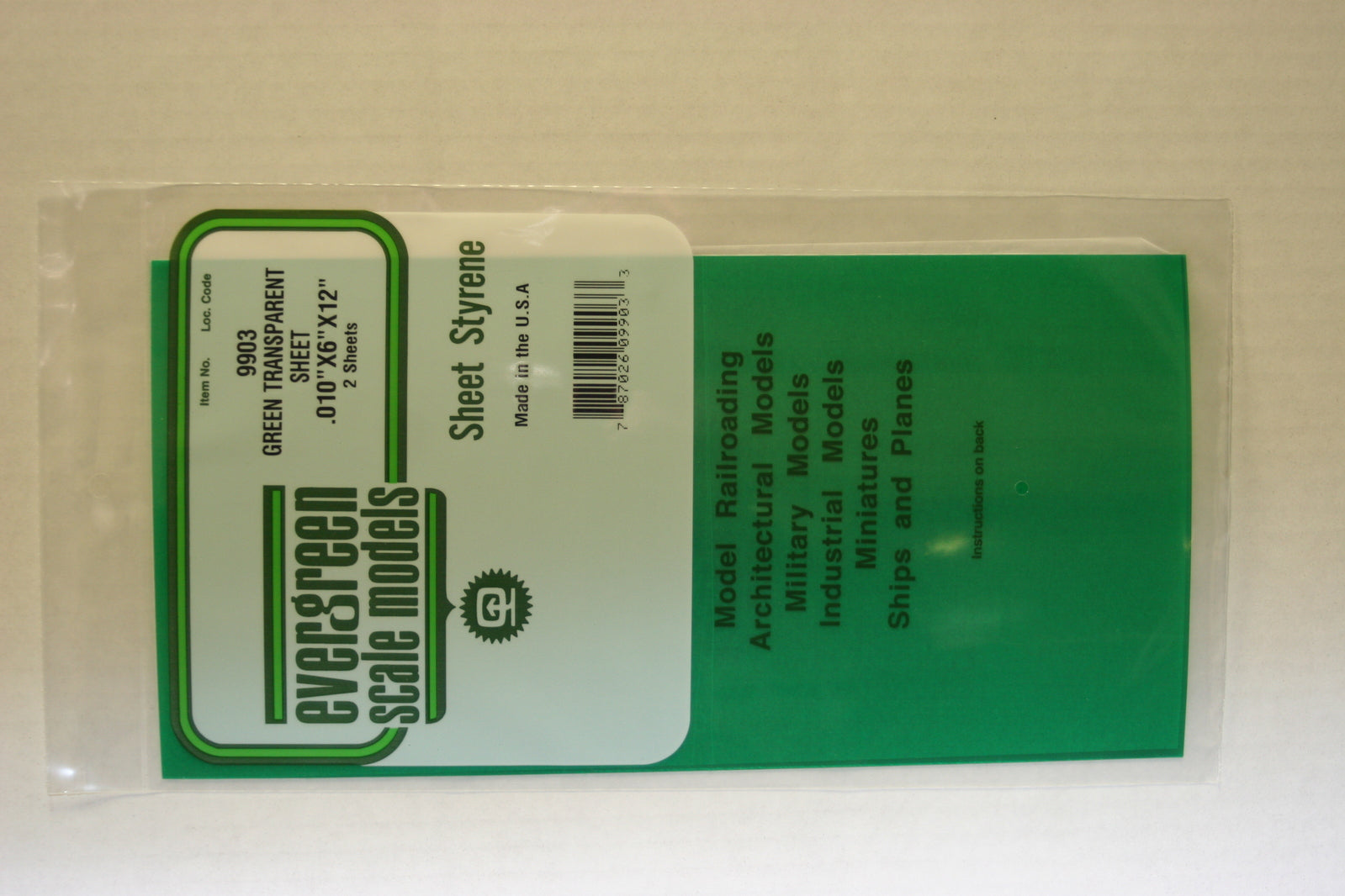 EVERGREEN 9903 15 X 30CM COLOURED STYRENE SHEET .010 (PACK OF 2)