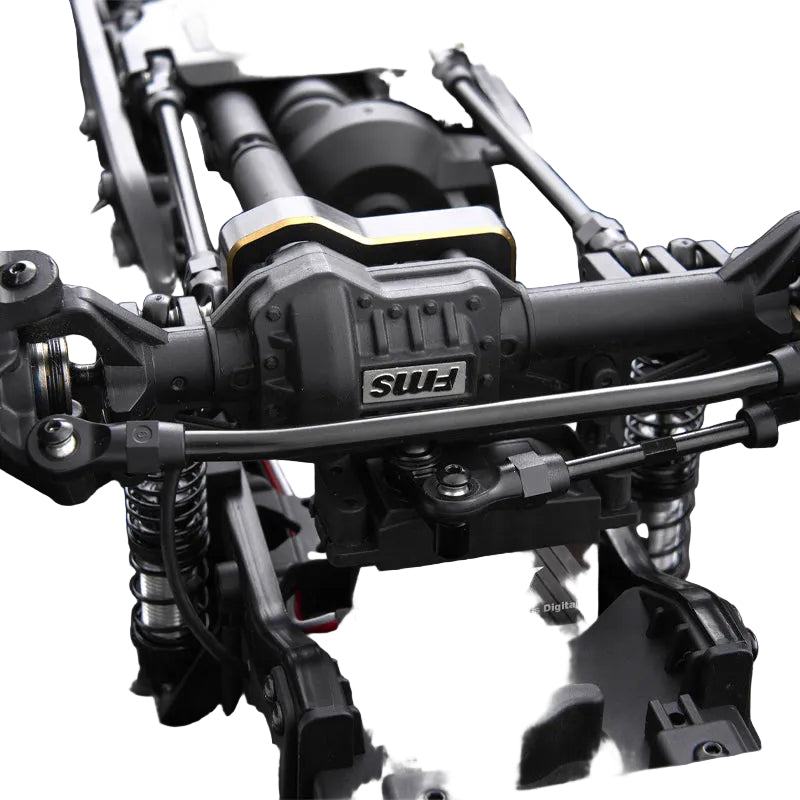 Close-up of a mechanical model with visible branding on a dark background