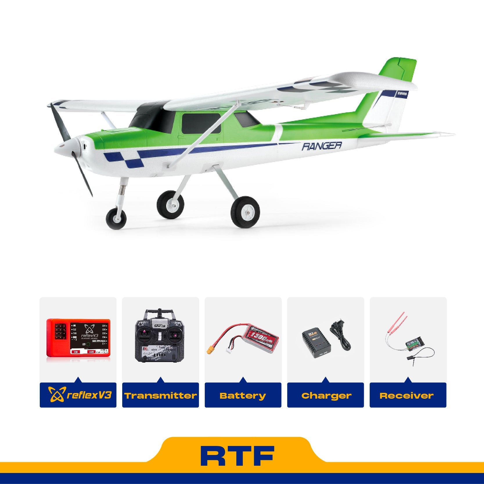 FMS 1220mm Ranger V2 RTF RC Airplane with Reflex V3 (Mode 2 – Choose Colour)