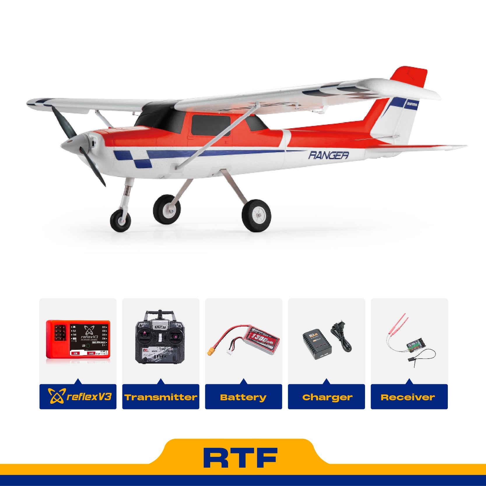 FMS 1220mm Ranger V2 RTF RC Airplane with Reflex V3 (Mode 2 – Choose Colour)