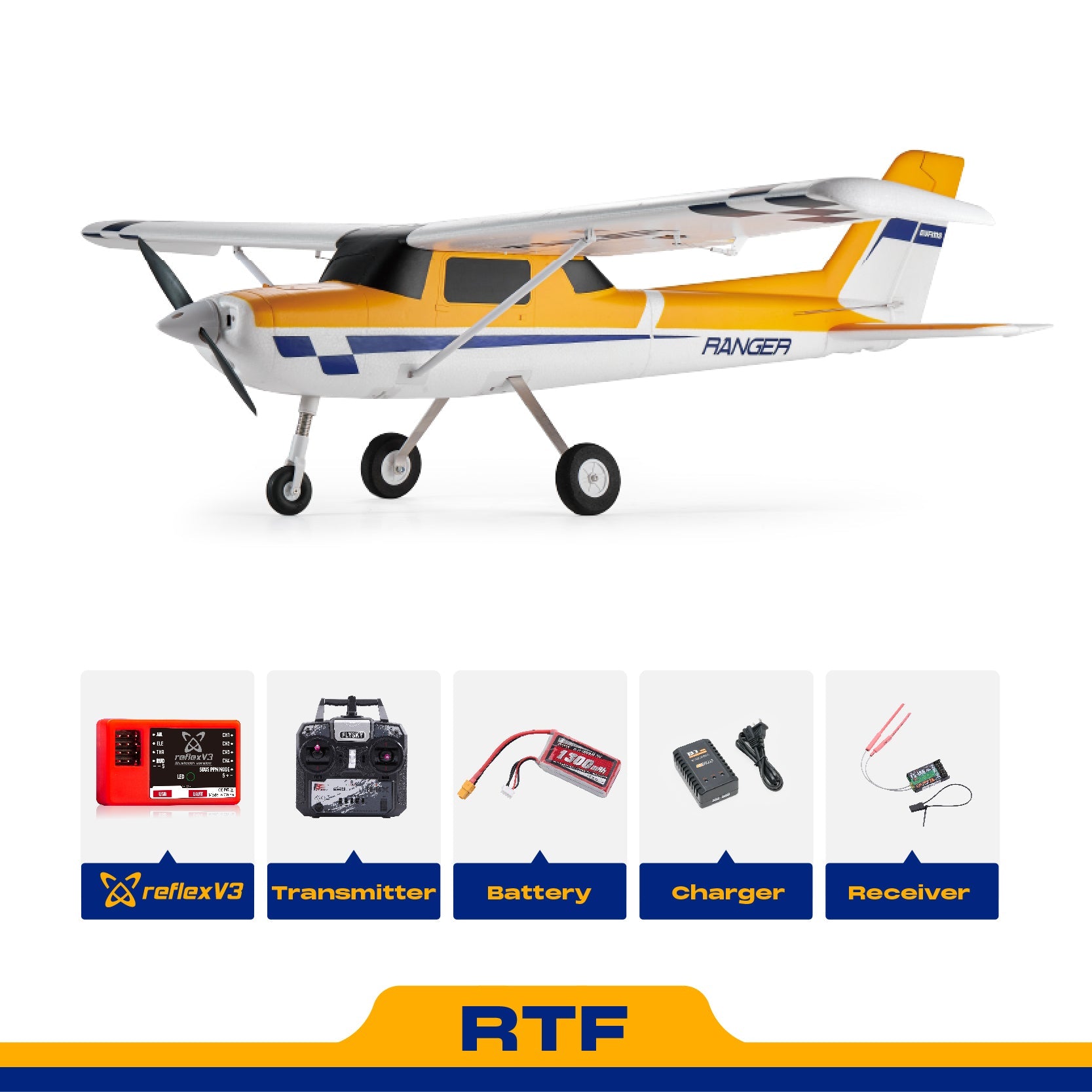 FMS 1220mm Ranger V2 RTF RC Airplane with Reflex V3 (Mode 2 – Choose Colour)