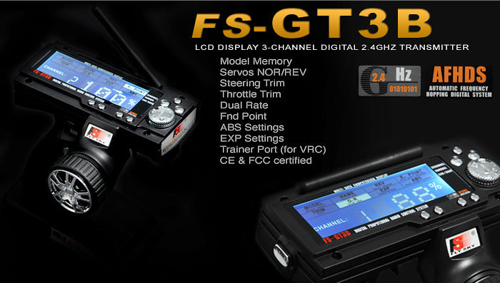 Flysky-GT3B 2.4GHz 3-Channel Wheel Transmitter & Receiver - [Sunshine-Coast] - Flysky - [RC-Car] - [Scale-Model]