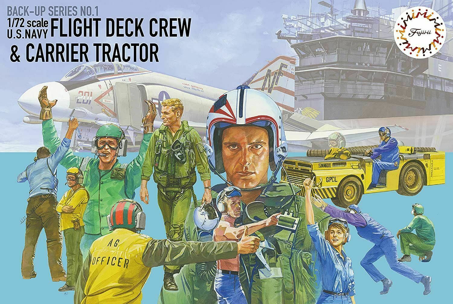 Fujimi 1/72 Flight deck crews & MD-3 tractor (USN) (FDC-1) Plastic Model Kit [72345]