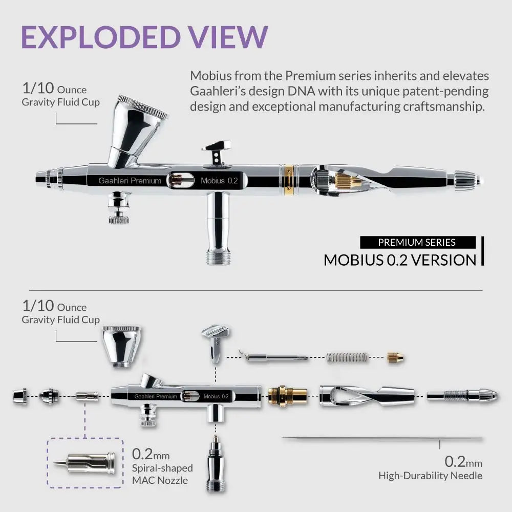 Gaahleri GHPM-Mobius Premium Series Airbrush 0.2mm