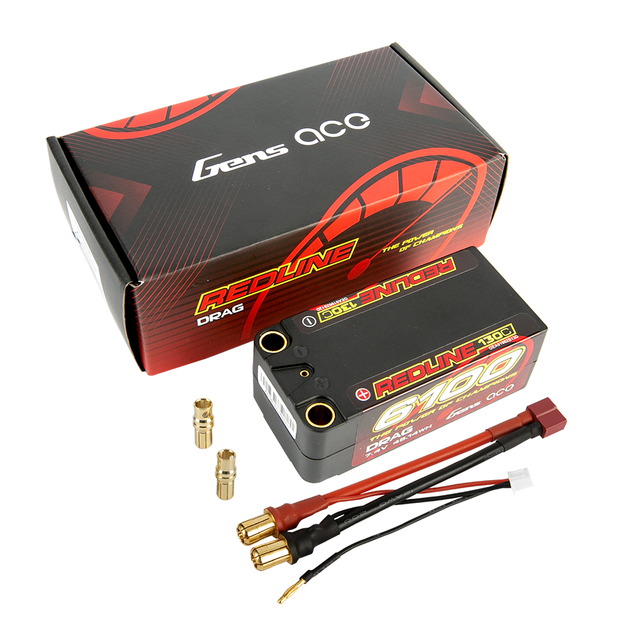 Gens Ace Redline 2S 6100mAh 7.4V 130C Shorty Hardcase LiPo Battery (GEA61002S13D)