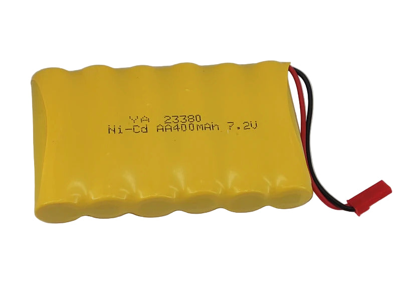 Yellow battery with text on a white background