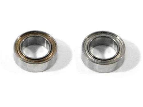 Two metal bearings on a white background
