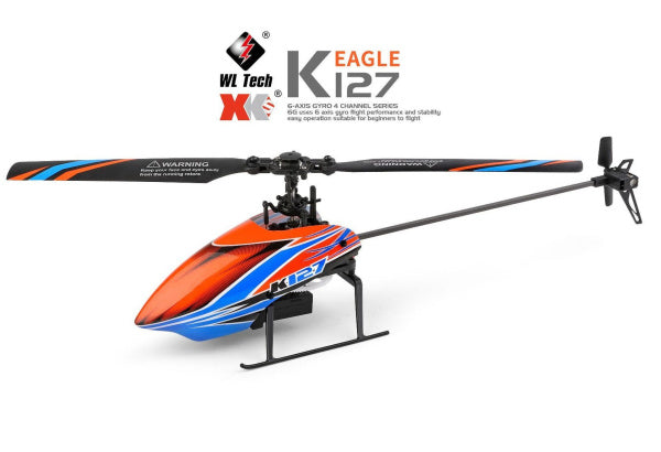 WL Tech K127 XE RC helicopter on a white background