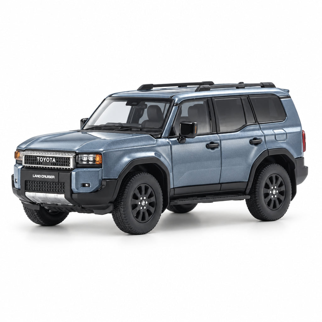 A metallic blue Toyota UAZ model car with black wheels, black roof rails, and a black front bumper, shown on a clean white background.