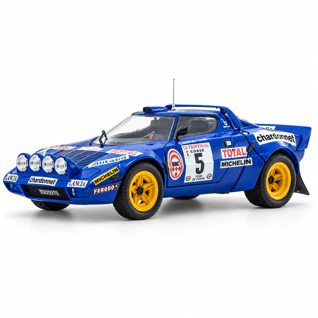 Kyosho 1/18 Lancia Stratos HF 1976 Tour de Corse Blue Nr. 5 Diecast Model Car