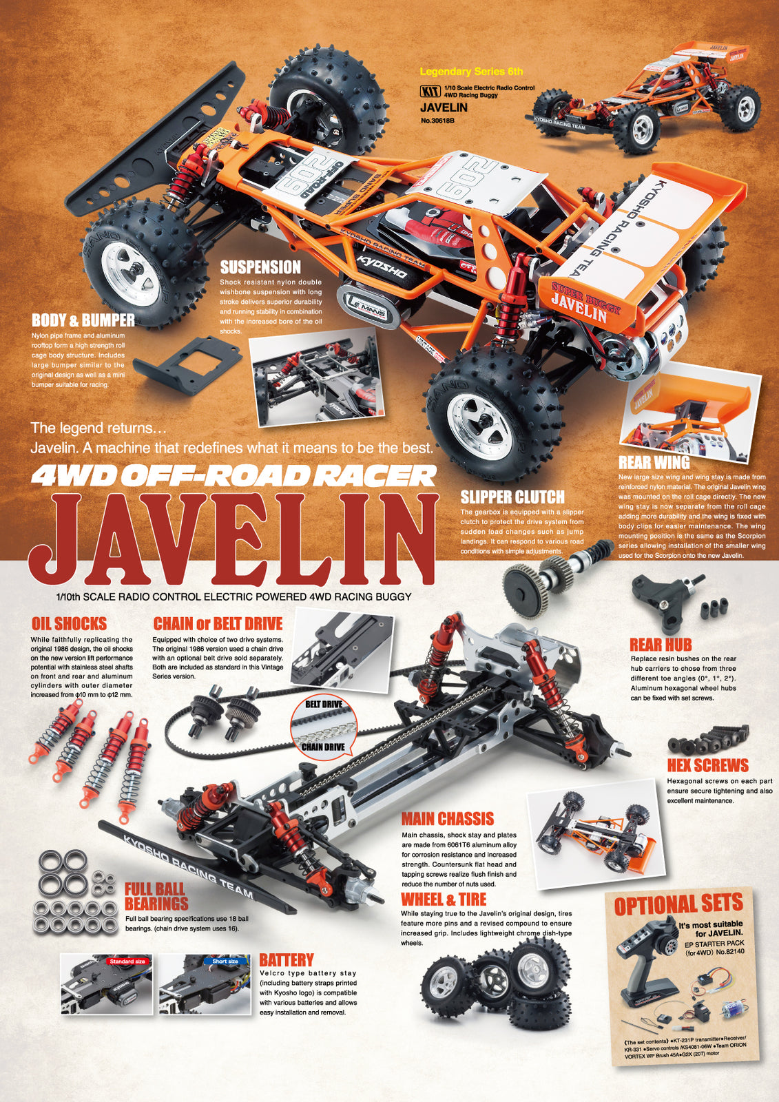 Kyosho Javelin 30618 1/10 4WD Electric Racing Buggy Kit
