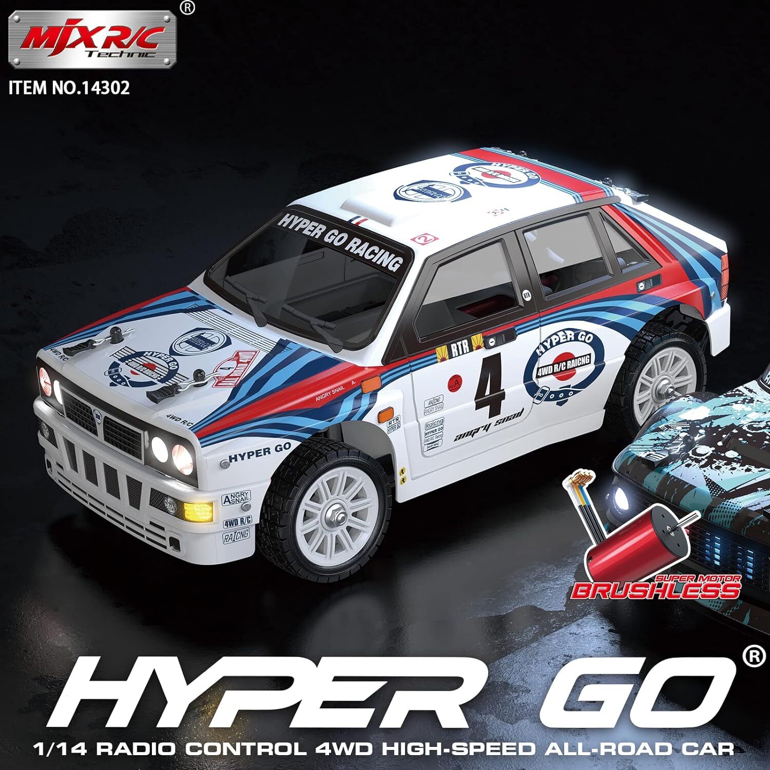 MJX 1/14 Hyper Go Lancia 4WD Brushless 2S RC Car [14302] - [Sunshine-Coast] - MJX - [RC-Car] - [Scale-Model]