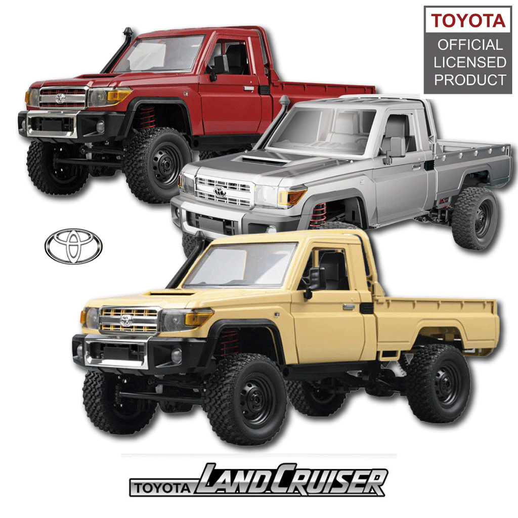 3 Toyota Landcruiser Models white background MN82 Red Silver Tan