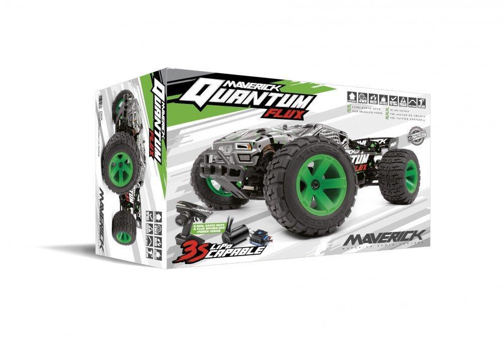 Maverick Quantum XT 1/10 4WD Flux Brushless Electric Truggy (Silver/Green) [150206]