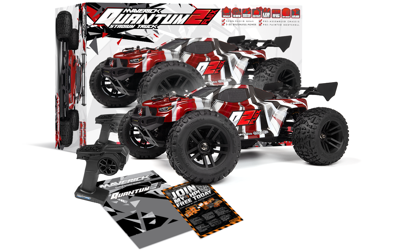 Maverick Quantum2 XT Flux 1/10th Stadium Truck-Red - Item No.: MV150407