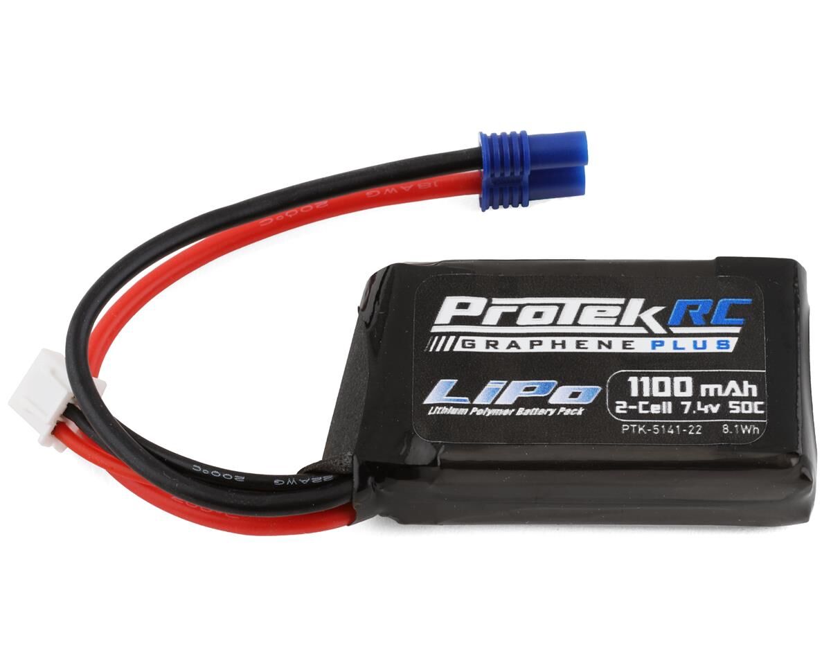 ProTek RC PTK-5141-22 2S 50C 1100mAh EC2 LiPo Battery for Losi Mini-T, Mini-B & JRX2