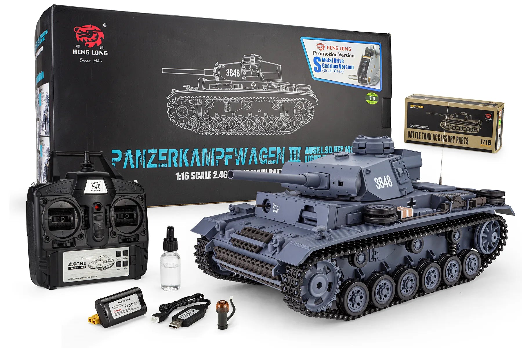 Heng Long 1/16 German Panzer III type L RC Medium Tank (Upgraded Version)