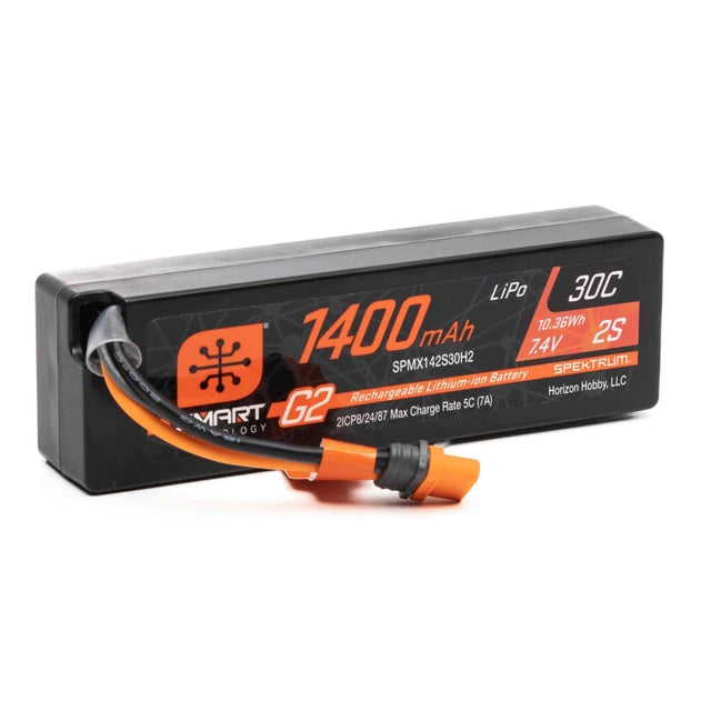 Spektrum 1400mAh 2S 7.4V Smart G2 30C LiPo Battery IC2