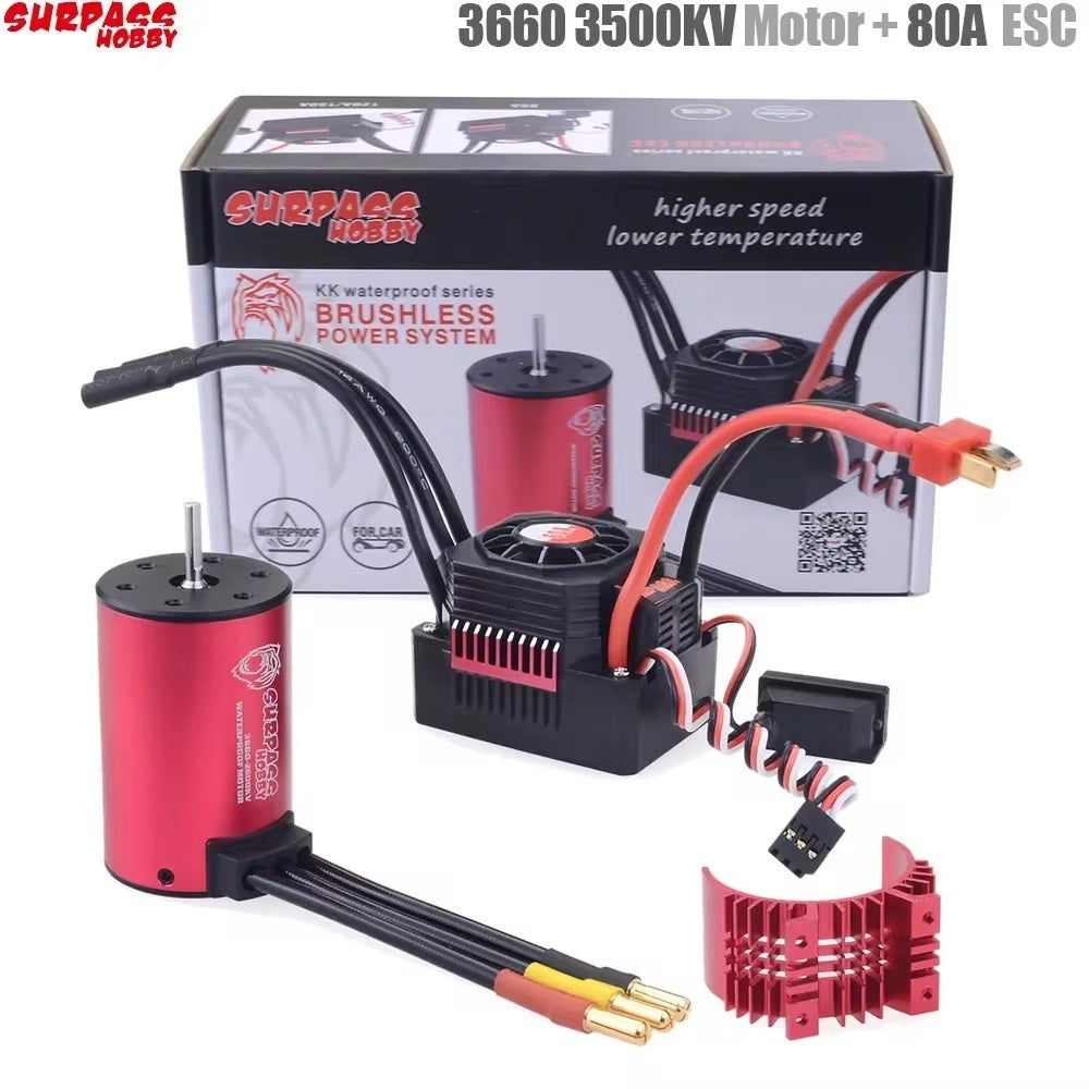 Surpass Hobby KK waterproof 3660 brushless motor with 80A ESC combo + Red heatsink 2600kv - [Sunshine-Coast] - Surpass Hobby - [RC-Car] - [Scale-Model]