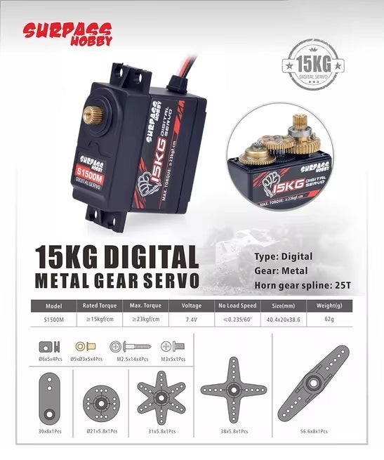 Surpass Hobby 15KG S1500M Metal gear servo