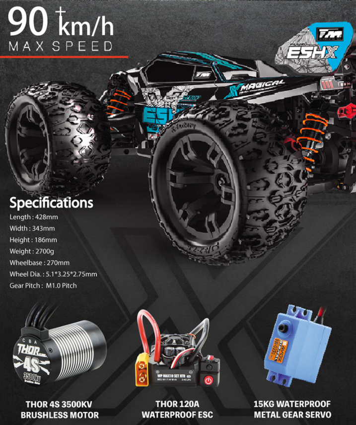 Team Magic 51006 1/10 E5 HX 4S Monster Truggy - Brushless (Warehouse stock - not available in store - online purchase only)