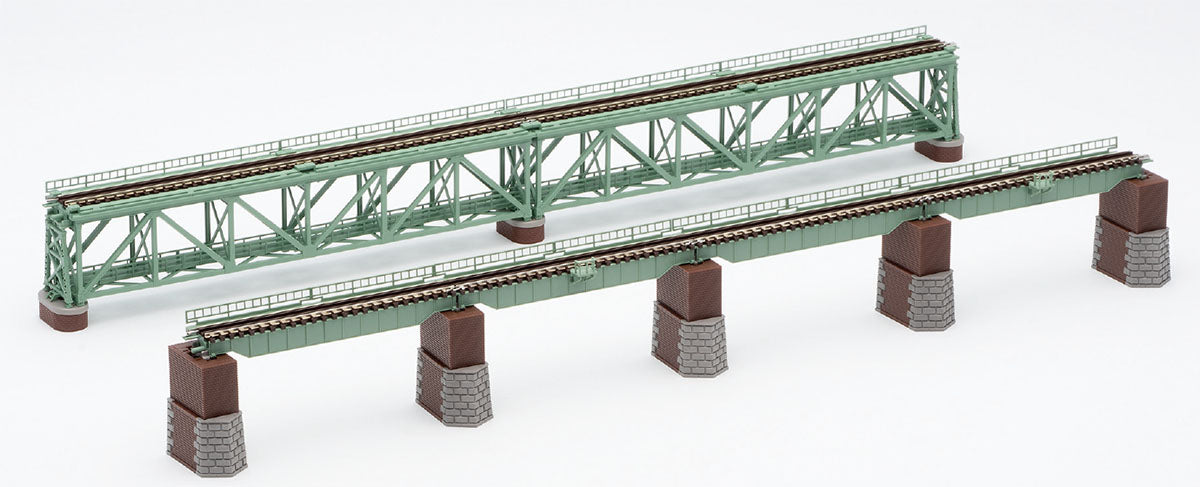 Tomix N Upper Road Iron Bridge set Green