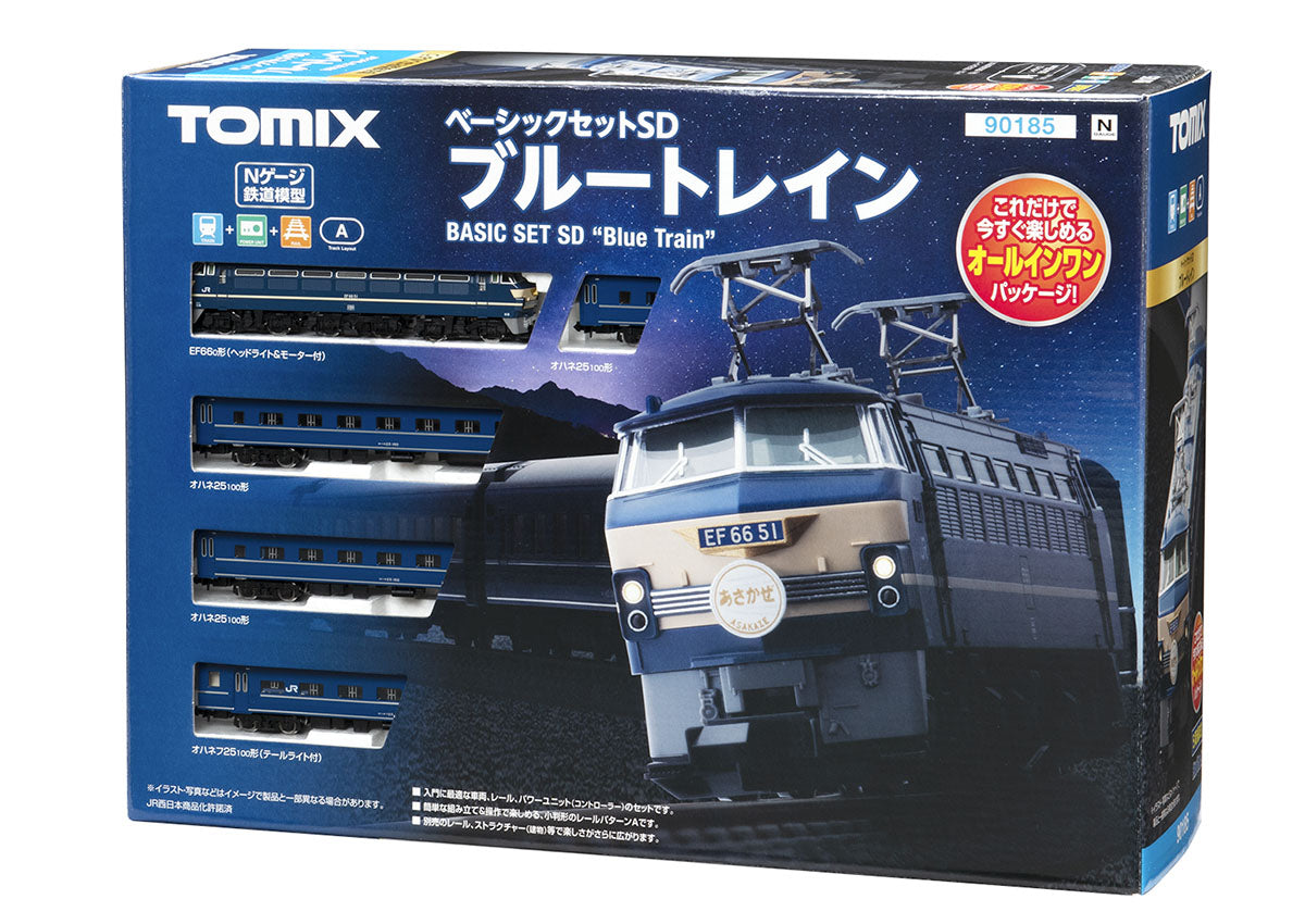 Tomix N Starter Set SD Blue Train complete set with EF66 locomotive, passenger cars, and track layout