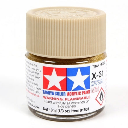 Tamiya Acrylic Mini X-31 Titan Gold Gloss 10ml model paint jar