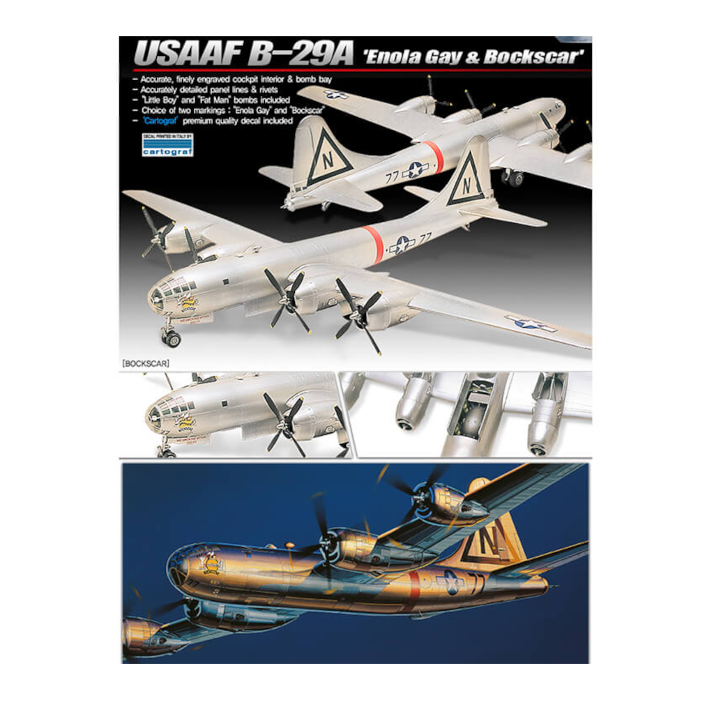 Academy 12528 1/72 Scale Boeing B-29A "Enola Gay & Bockscar" Superfortress Plastic Model Kit - [Sunshine-Coast] - Academy - [RC-Car] - [Scale-Model]