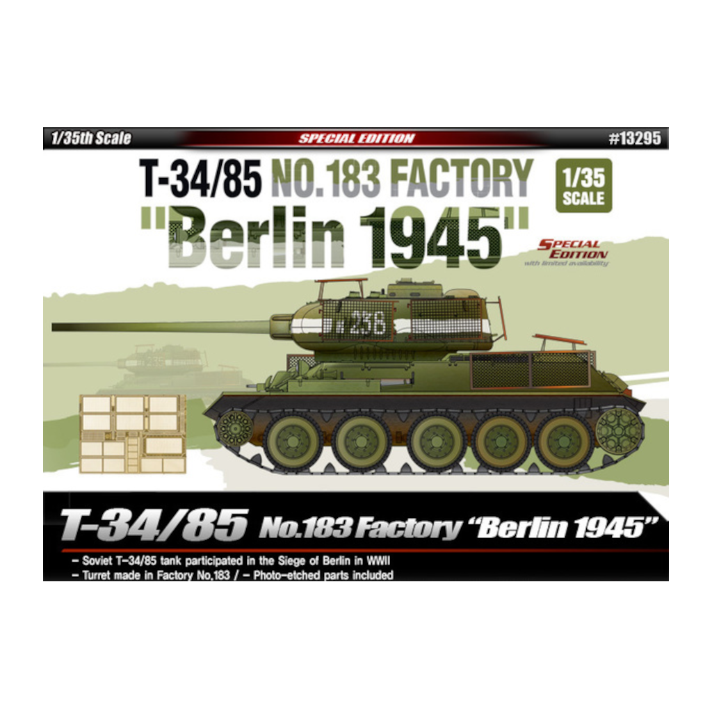 Academy 13295 1/35 Scale T-34/85 No.183 Factory "Berlin 1945" - [Sunshine-Coast] - Academy - [RC-Car] - [Scale-Model]