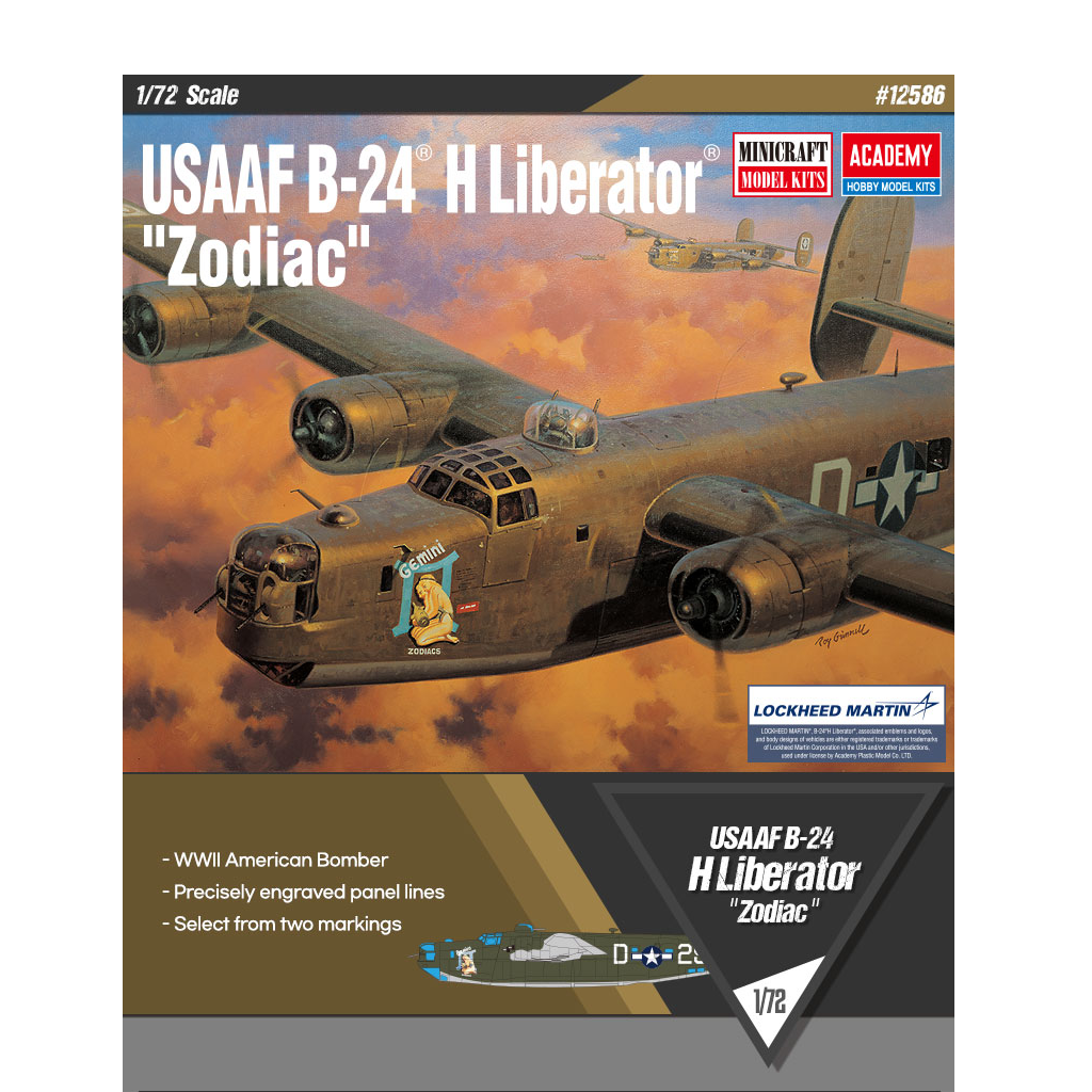 Academy 12584 1/72 Scale USAAF B-24 Liberator 'Zodiac' Plastic Model Kit - [Sunshine-Coast] - Academy - [RC-Car] - [Scale-Model]
