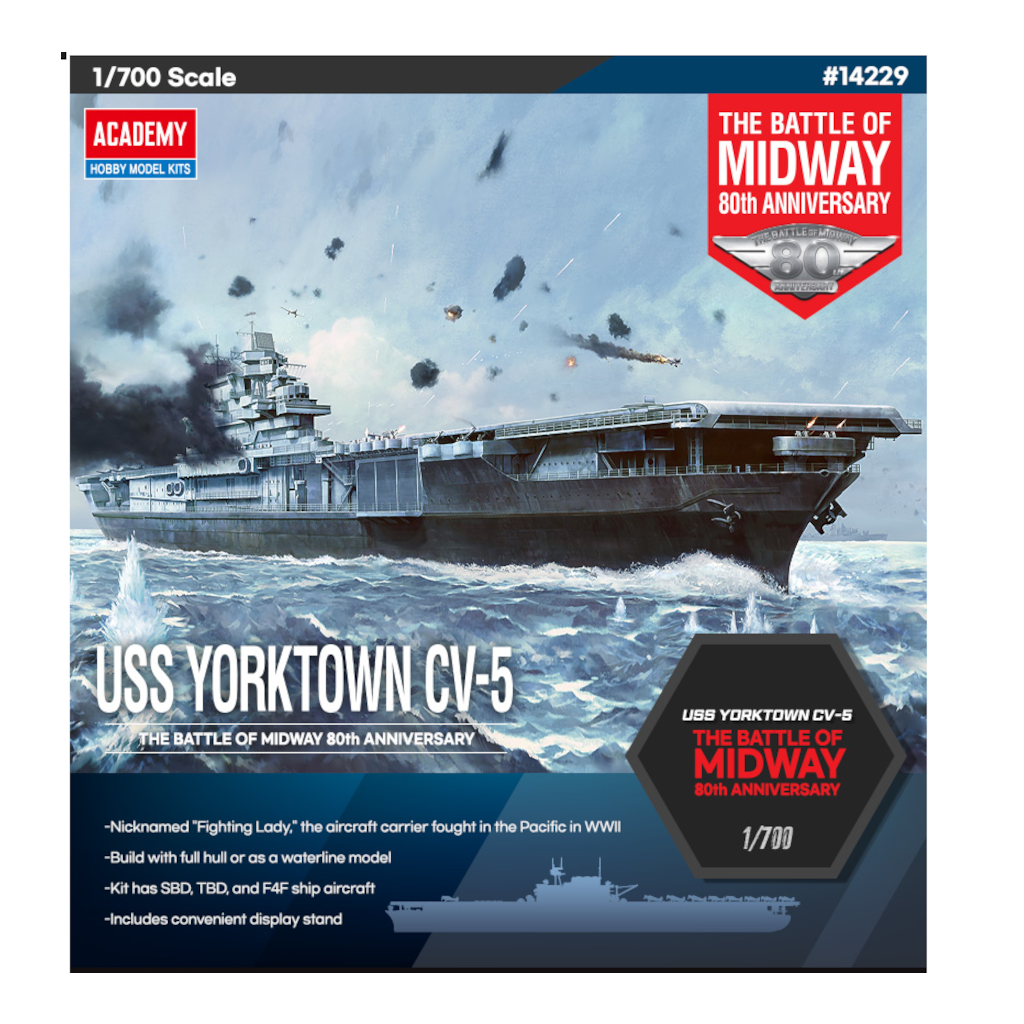 Academy 14229 USS "Yorktown" CV-5 WW2 U.S Navy Aircraft Carrier "Battle of Midway 80th Anniversary" - [Sunshine-Coast] - Academy - [RC-Car] - [Scale-Model]