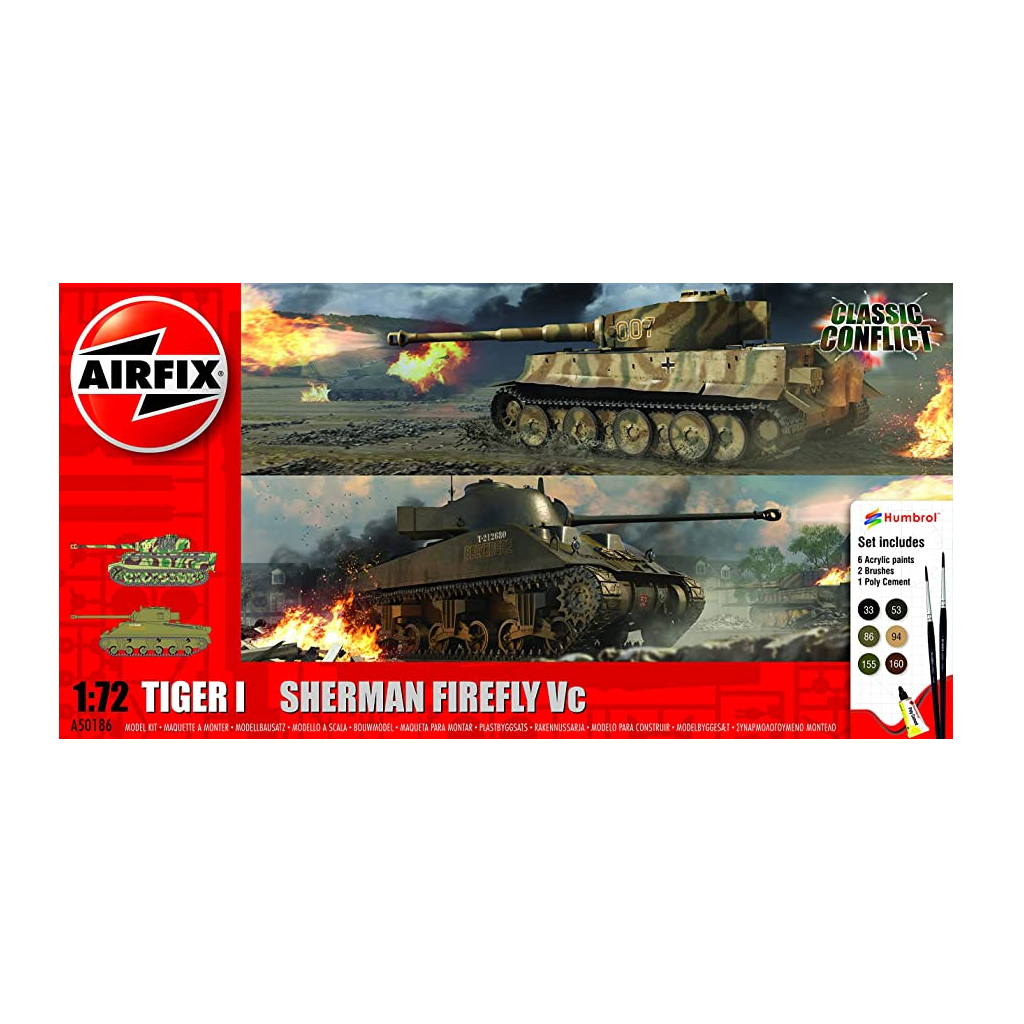 Airfix A50186 1/72 Scale Classic Conflict Tiger 1 vs Sherman Firefly - Techtonic Hobbies - Airfix
