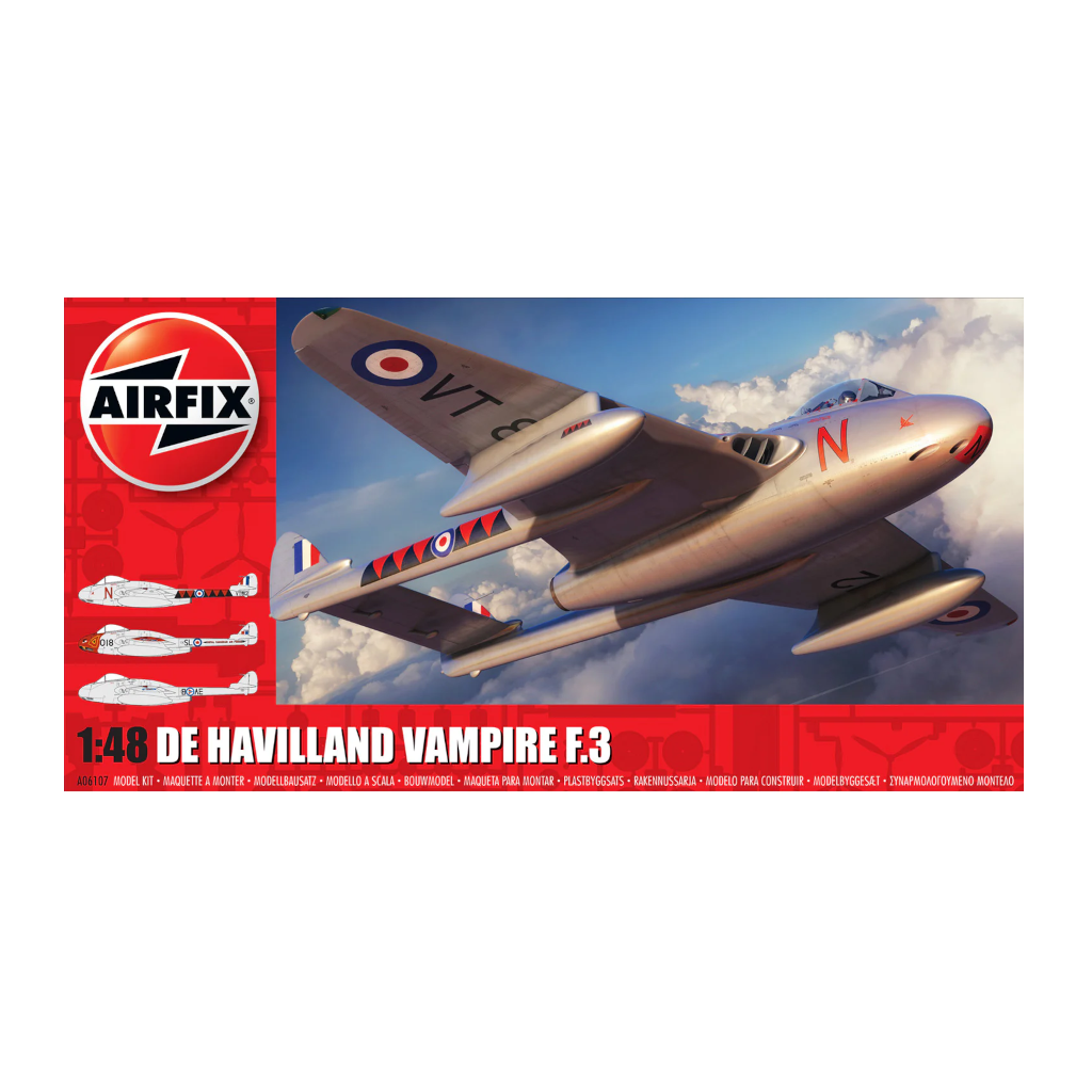 Airfix A06107 1/48 Scale DeHaviland Vampire F.3 - Techtonic Hobbies - Airfix