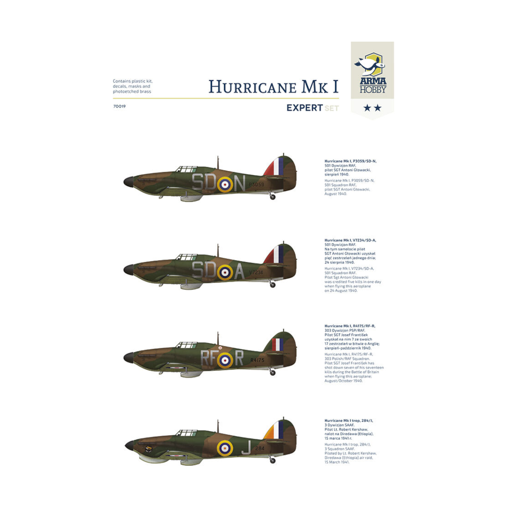 Arma Hobby 1/72 Scale Hawker Hurricane Mk.1 Expert Set Model Kit - [Sunshine-Coast] - Arma Hobby - [RC-Car] - [Scale-Model]