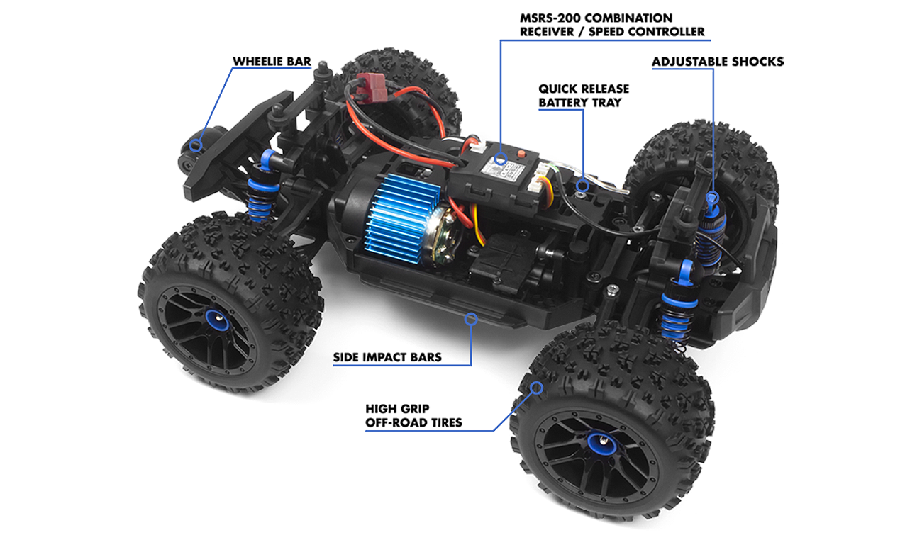 Maverick 1/18 Atom RTR 4WD Electric RC Monster Truck - Blue - [Sunshine-Coast] - Maverick - [RC-Car] - [Scale-Model]