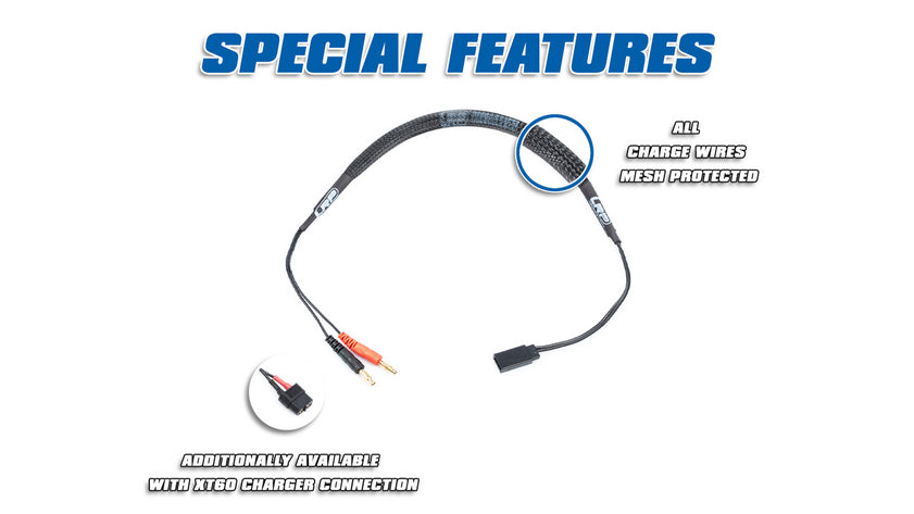 LRP Charging Lead 50cm 4mm – Futaba / Sanwa / Graupner / JR RX/TX (LRP-499201)