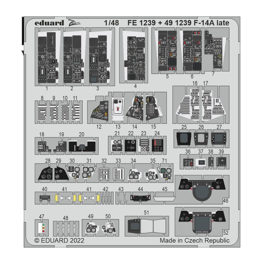 Eduard 491239 F-14A Late Photo Etched Interior Kit 1/48 - Techtonic Hobbies - Eduard