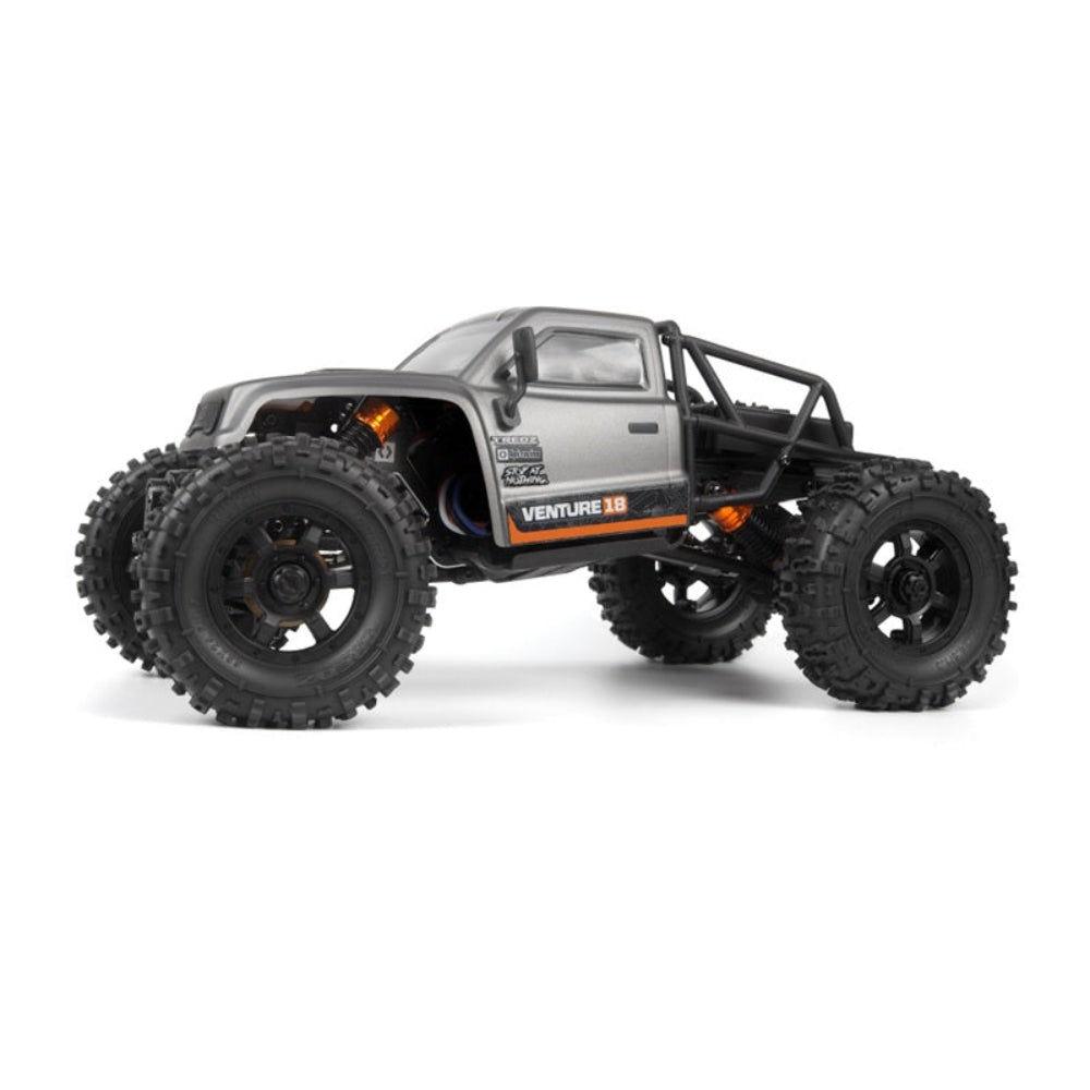 HPI Venture18 CC Flux RC crawler truck with large wheels on a white background