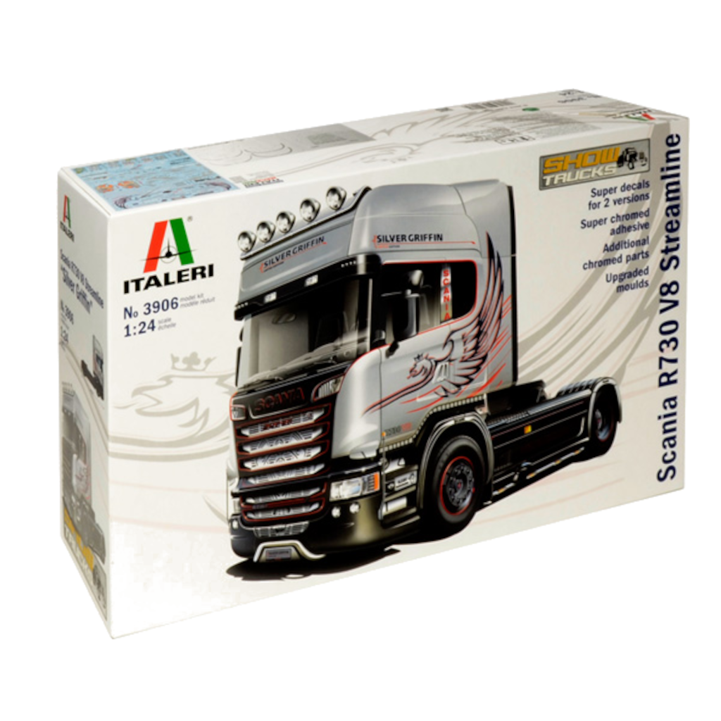 Italeri 003906 1/24 Scale Scania R730 Streamline 4X2 "Silver Griffin" - Techtonic Hobbies - Italeri