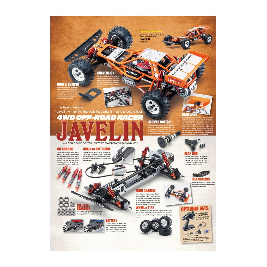 Kyosho 1/10 Javelin 4WD Electric Racing Buggy Kit Item No: KYO-30618