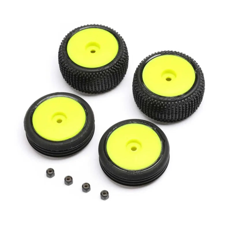 Losi Yellow Wheel and Tyre Set, Micro-B