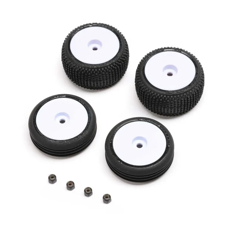 Losi White Wheel and Tyre Set, Micro-B